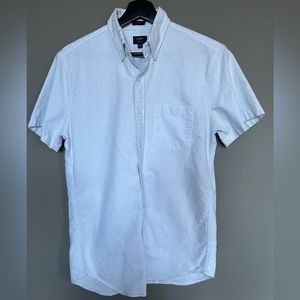 Men's Classic Short Sleeve Slim Fit Striped Oxford Cotton Shirt, S